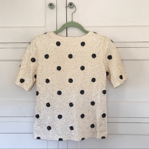 J CREW Polka Dot Sequin Short Sleeve Top XS New - Picture 3 of 8